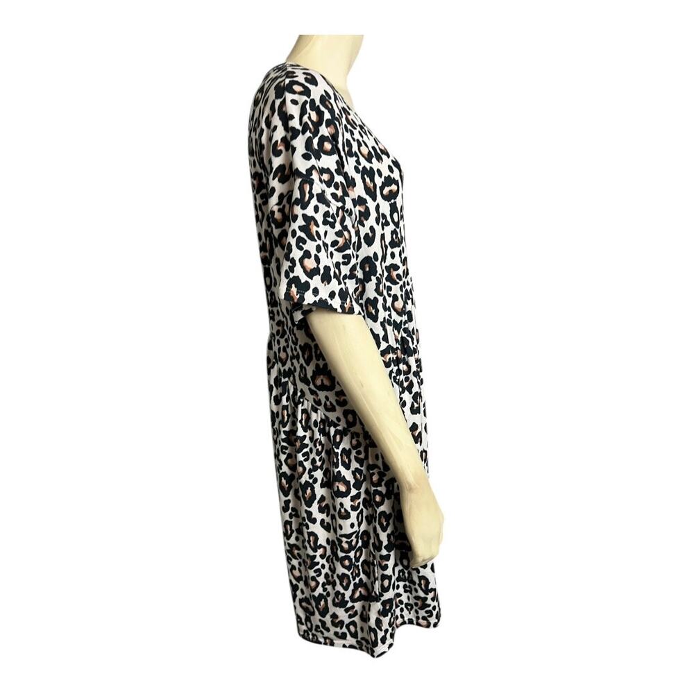 BomBom Women's Black & White Leopard Ruffle Short Sleeve Mini Dress Size L/XL - Picture 5 of 8
